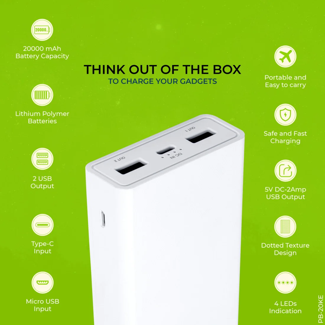 ERD MOBILE POWER BANK PB-20K -20000mAH — New